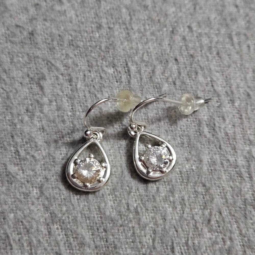 Made with Swarovski Crystal Small Silver-Tone Dangle Earrings